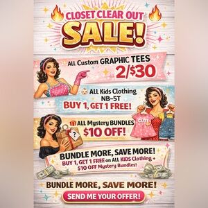 Closet Clear Out Sale BOGO Kids NB-5T 2/$30 Graphic Tees Bundle Deals